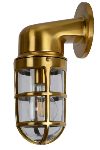 Настенный светильник Dudley 11892/01/02 Lucide уличный IP44 латунь матовый золото 1 лампа, плафон прозрачный в стиле современный винтаж E27 фото 2